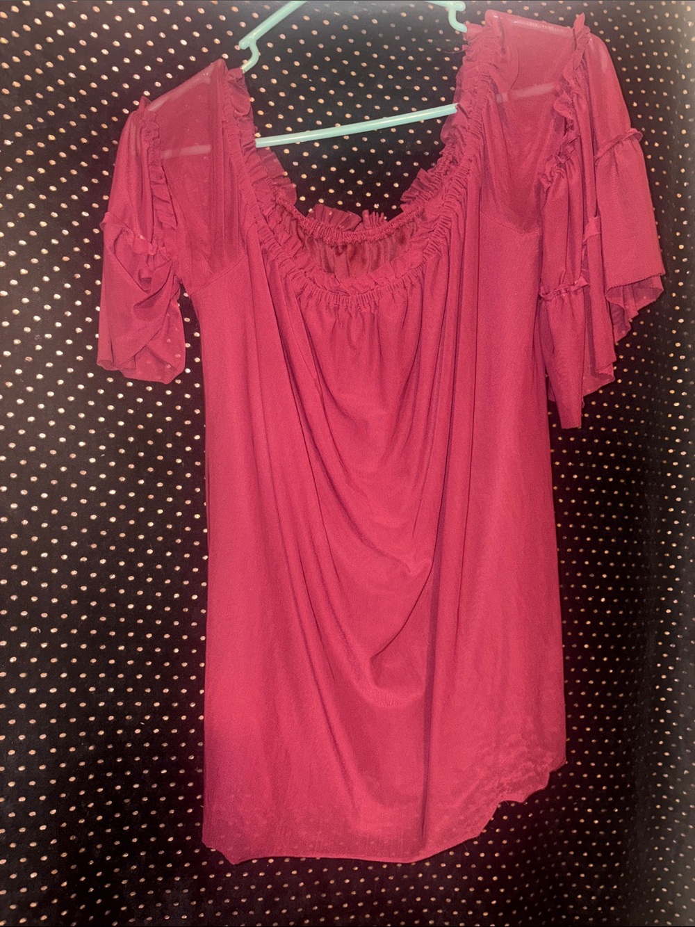 Charlotte Russe Ruffled Off-Shoulder Top in Berry Pink
